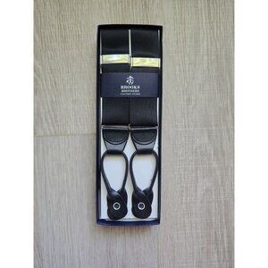 Brooks Brothers Black Braces Leather One Size OS Mens Suspenders New